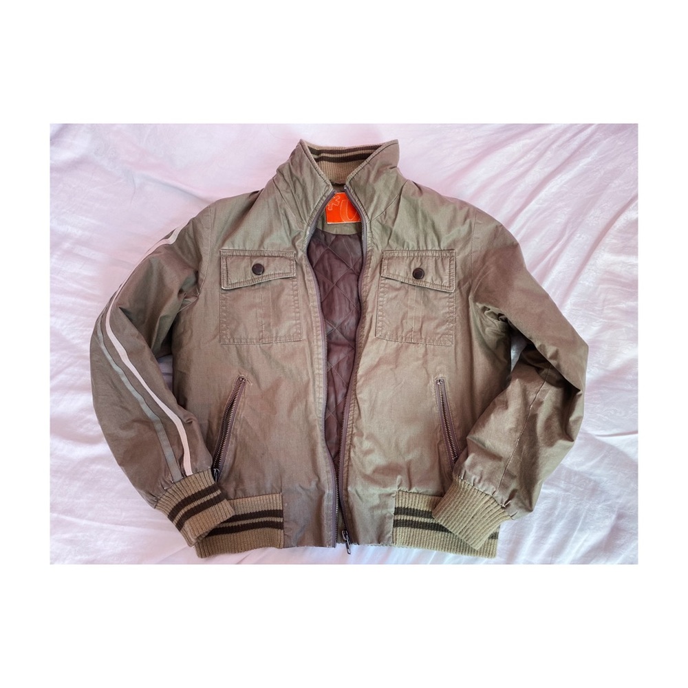 Thrifted Striped Coffee Pilot Jacket